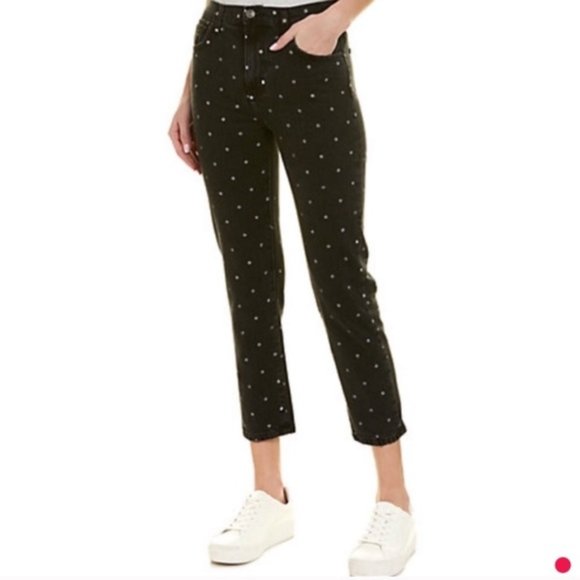 CURRENT ELLIOTT Vintage Crop Black Polka Dot Jeans - Picture 1 of 11